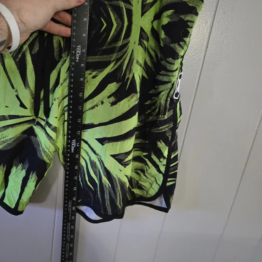 Hurley Board‎ Shorts Mens 36 Neon Green Black Palm Leaf Print Swim Trunks